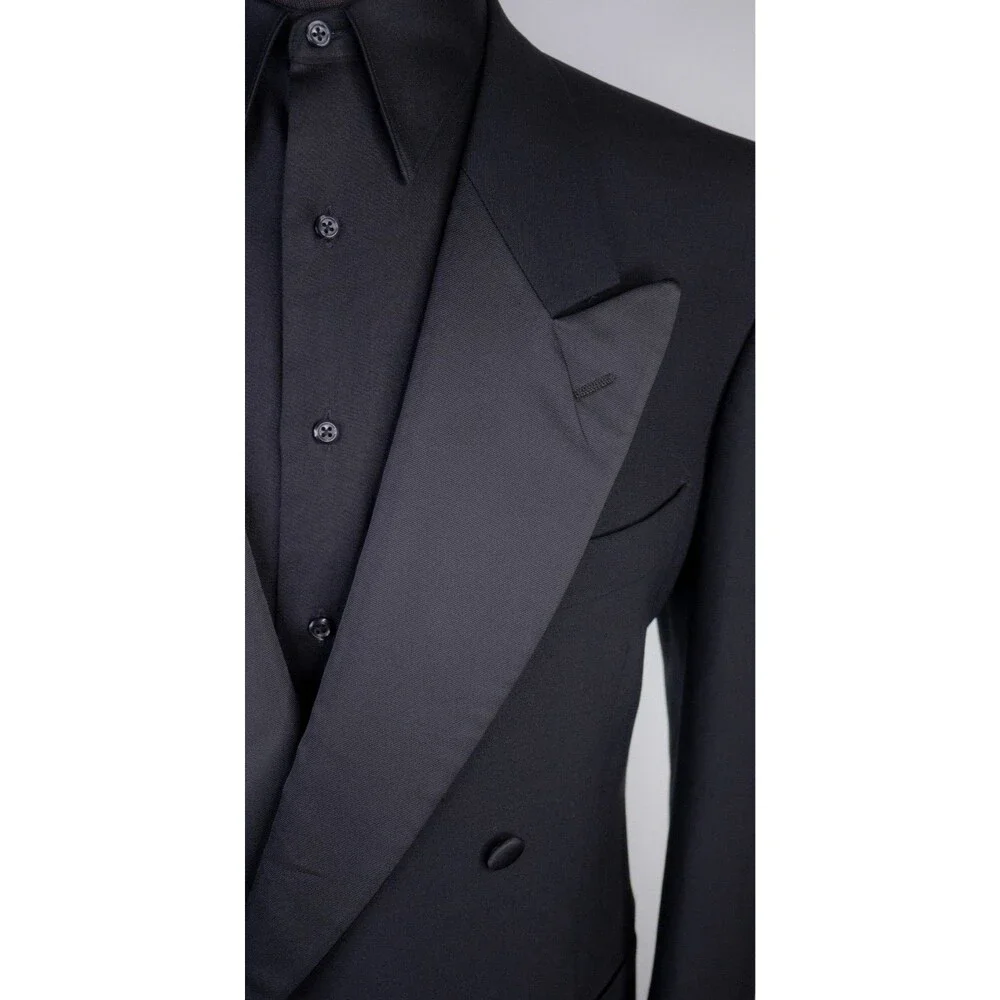 Giorgio Armani Wool Tuxedo Blazer Sport Coat Jacket Size 40S Double Breasted